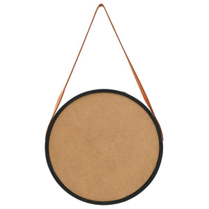 vidaXL Wall Mirror with Belt 50 cm Black