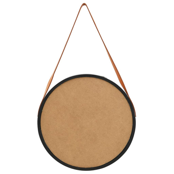 vidaXL Wall Mirror with Belt 50 cm Black