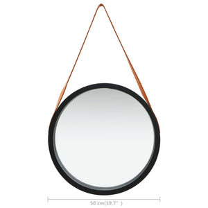 vidaXL Wall Mirror with Belt 50 cm Black