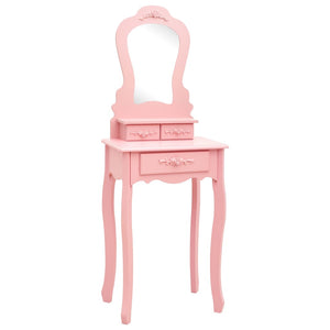 vidaXL Dressing Table Set with Stool Pink 50x59x136 cm Paulownia Wood