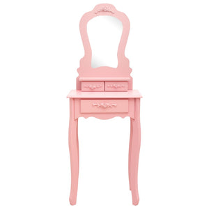 vidaXL Dressing Table Set with Stool Pink 50x59x136 cm Paulownia Wood