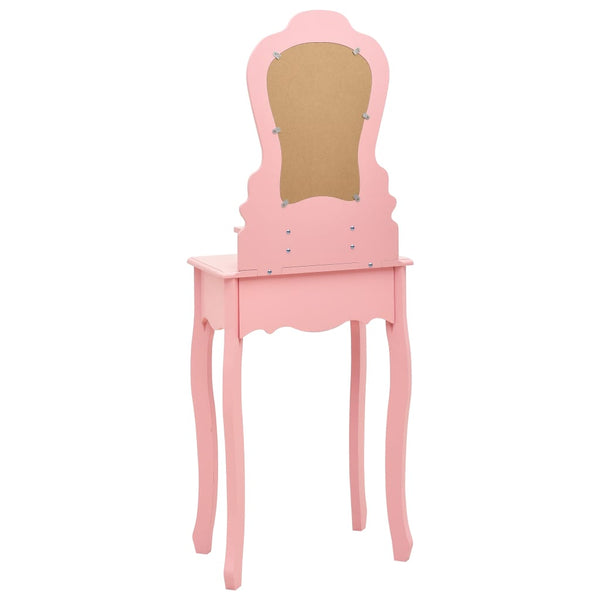 vidaXL Dressing Table Set with Stool Pink 50x59x136 cm Paulownia Wood