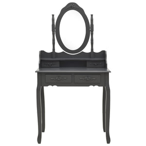 vidaXL Dressing Table Set with Stool Grey 75x69x140 cm Paulownia Wood