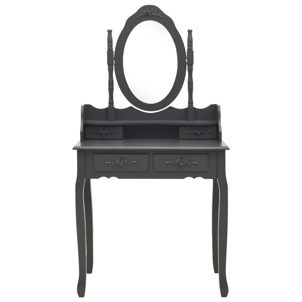 vidaXL Dressing Table Set with Stool Grey 75x69x140 cm Paulownia Wood