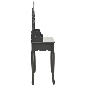 vidaXL Dressing Table Set with Stool Grey 75x69x140 cm Paulownia Wood
