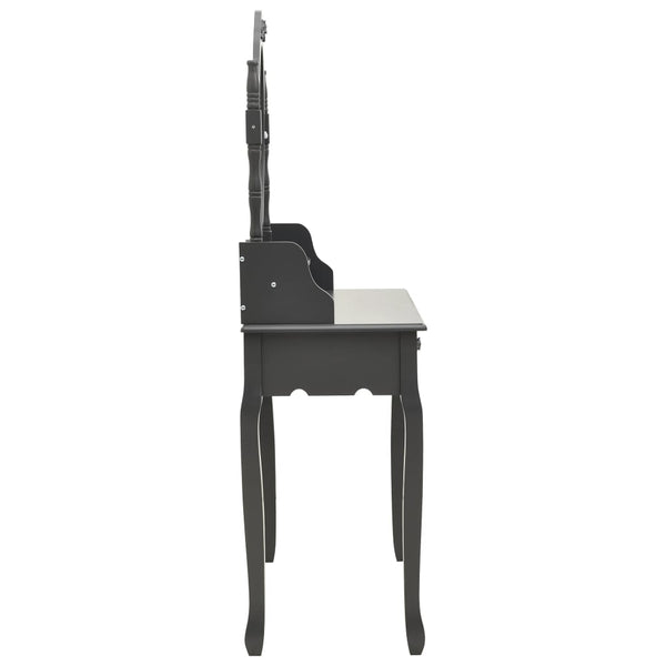 vidaXL Dressing Table Set with Stool Grey 75x69x140 cm Paulownia Wood