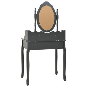vidaXL Dressing Table Set with Stool Grey 75x69x140 cm Paulownia Wood