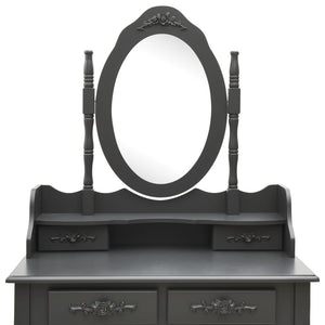 vidaXL Dressing Table Set with Stool Grey 75x69x140 cm Paulownia Wood