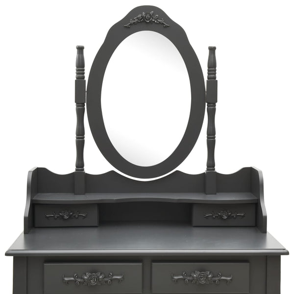 vidaXL Dressing Table Set with Stool Grey 75x69x140 cm Paulownia Wood