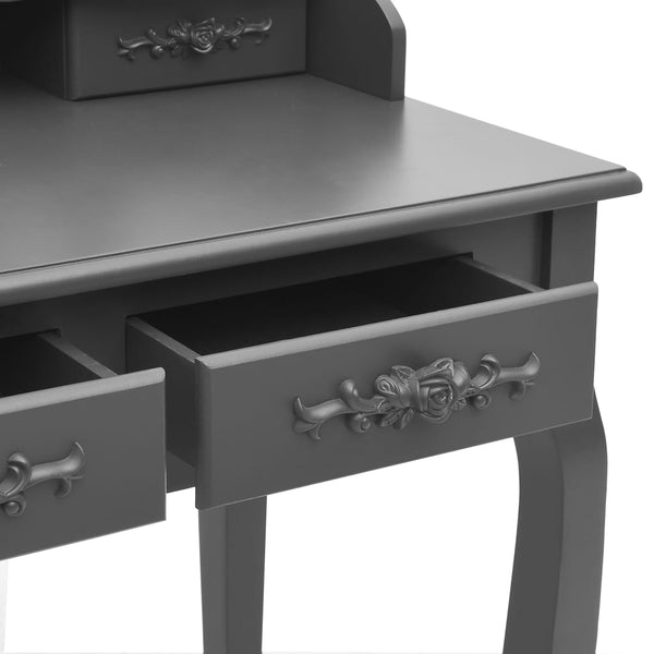 vidaXL Dressing Table Set with Stool Grey 75x69x140 cm Paulownia Wood