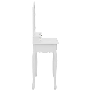 vidaXL Dressing Table Set with Stool White 80x69x141cm Paulownia Wood