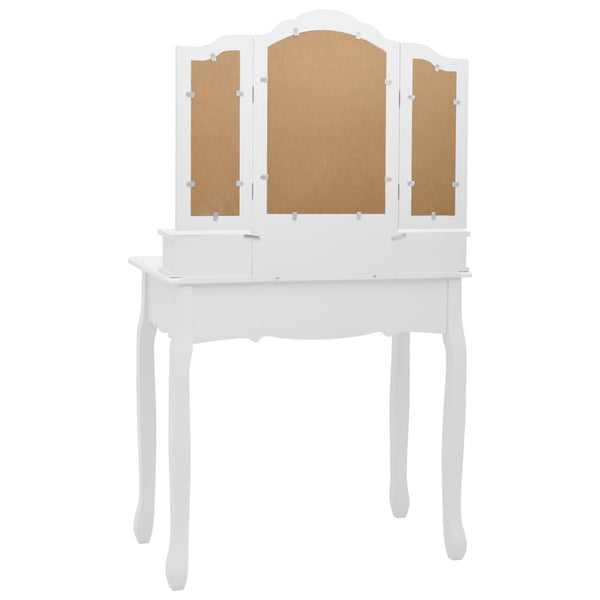 vidaXL Dressing Table Set with Stool White 80x69x141cm Paulownia Wood