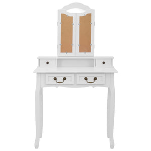 vidaXL Dressing Table Set with Stool White 80x69x141cm Paulownia Wood