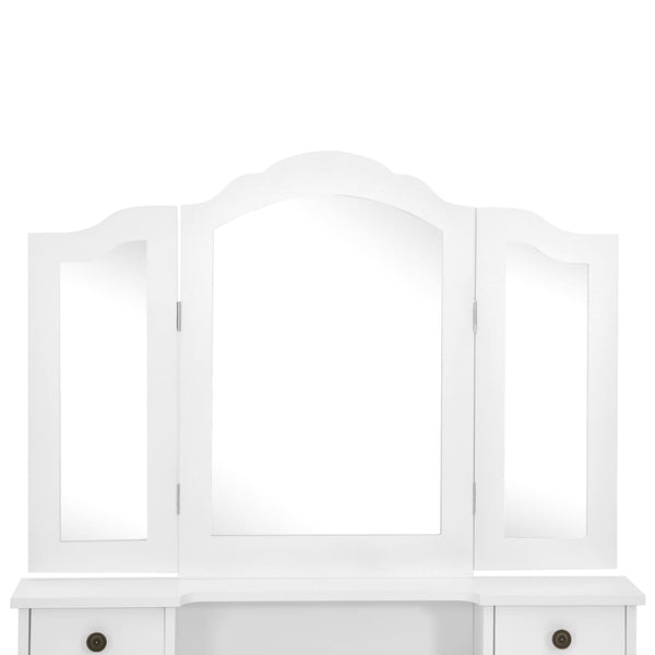 vidaXL Dressing Table Set with Stool White 80x69x141cm Paulownia Wood
