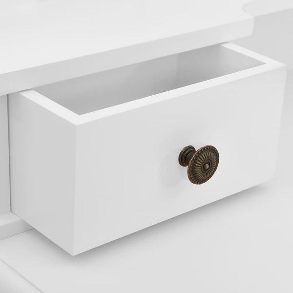 vidaXL Dressing Table Set with Stool White 80x69x141cm Paulownia Wood
