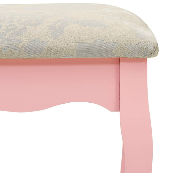 vidaXL Dressing Table Set with Stool Pink 100x40x146 cm Paulownia Wood
