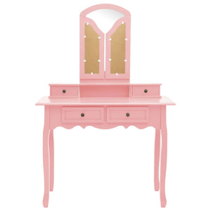 vidaXL Dressing Table Set with Stool Pink 100x40x146 cm Paulownia Wood