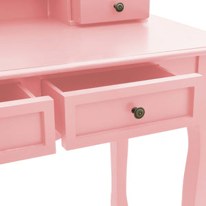 vidaXL Dressing Table Set with Stool Pink 100x40x146 cm Paulownia Wood