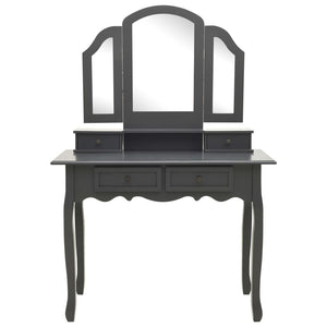 vidaXL Dressing Table Set with Stool Grey 100x40x146 cm Paulownia Wood
