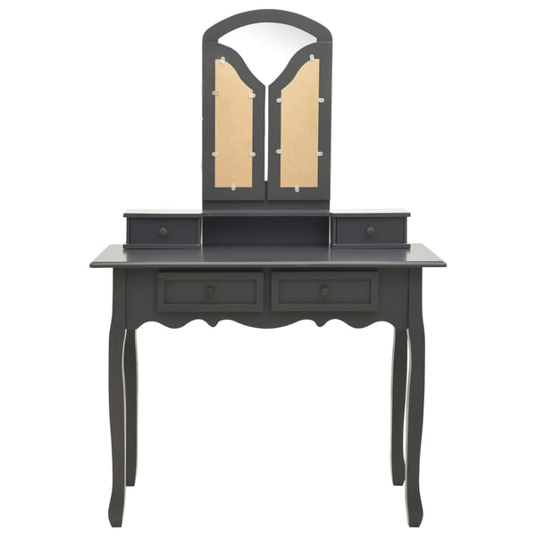 vidaXL Dressing Table Set with Stool Grey 100x40x146 cm Paulownia Wood