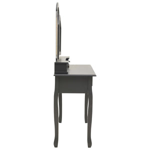 vidaXL Dressing Table Set with Stool Grey 100x40x146 cm Paulownia Wood