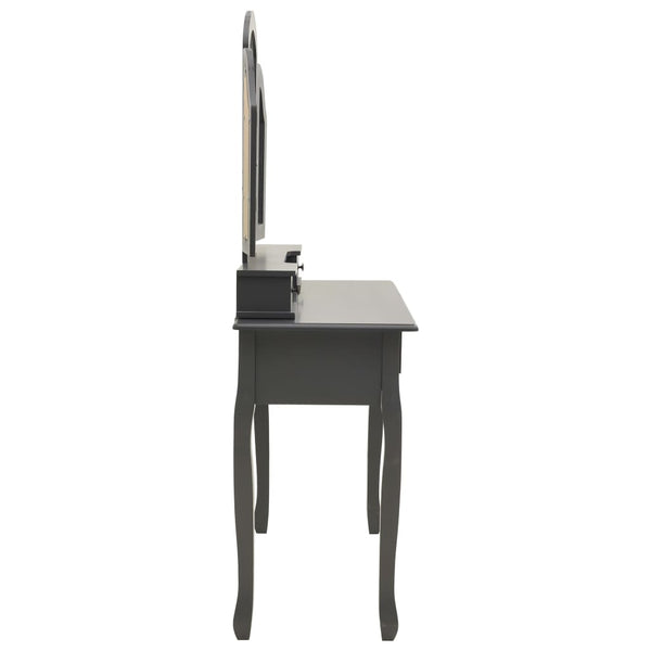 vidaXL Dressing Table Set with Stool Grey 100x40x146 cm Paulownia Wood