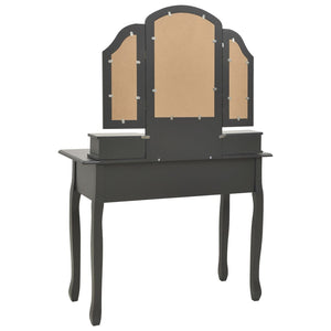 vidaXL Dressing Table Set with Stool Grey 100x40x146 cm Paulownia Wood