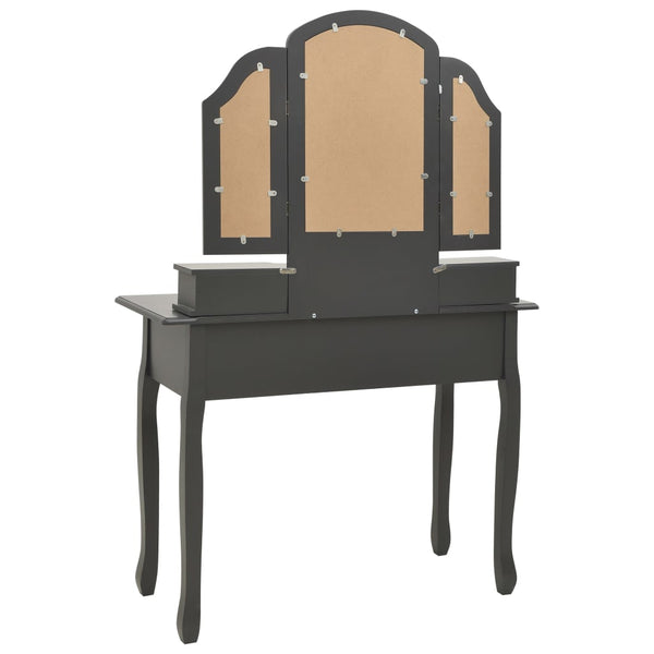 vidaXL Dressing Table Set with Stool Grey 100x40x146 cm Paulownia Wood