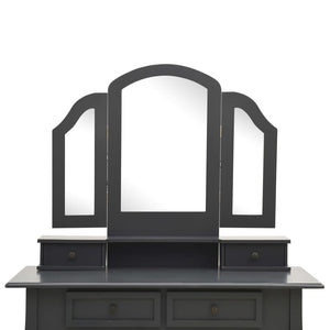 vidaXL Dressing Table Set with Stool Grey 100x40x146 cm Paulownia Wood