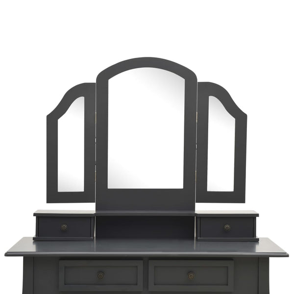 vidaXL Dressing Table Set with Stool Grey 100x40x146 cm Paulownia Wood