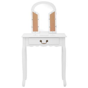 vidaXL Dressing Table with Stool White 65x36x128 cm Paulownia Wood MDF