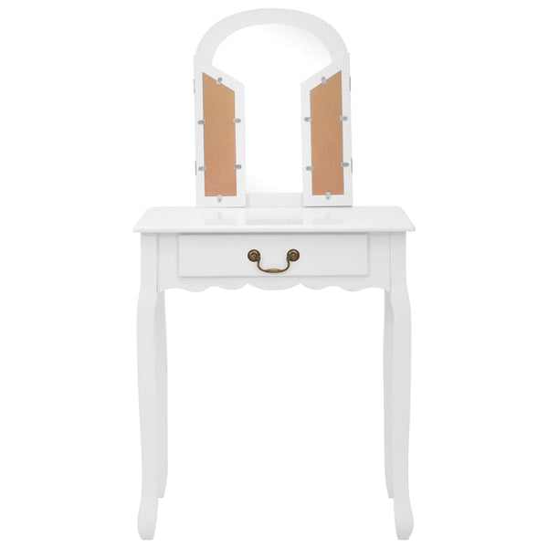 vidaXL Dressing Table with Stool White 65x36x128 cm Paulownia Wood MDF