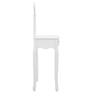 vidaXL Dressing Table with Stool White 65x36x128 cm Paulownia Wood MDF