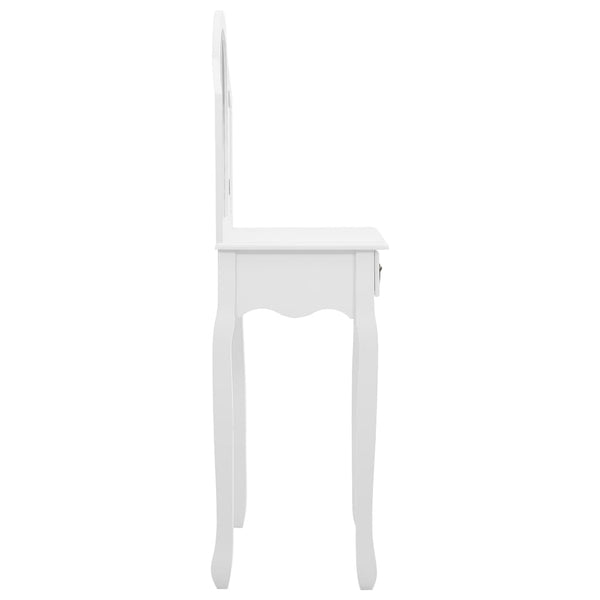 vidaXL Dressing Table with Stool White 65x36x128 cm Paulownia Wood MDF