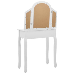 vidaXL Dressing Table with Stool White 65x36x128 cm Paulownia Wood MDF