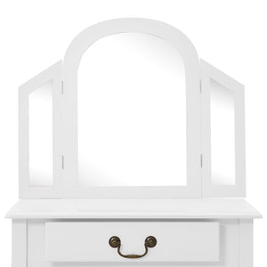 vidaXL Dressing Table with Stool White 65x36x128 cm Paulownia Wood MDF