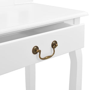 vidaXL Dressing Table with Stool White 65x36x128 cm Paulownia Wood MDF