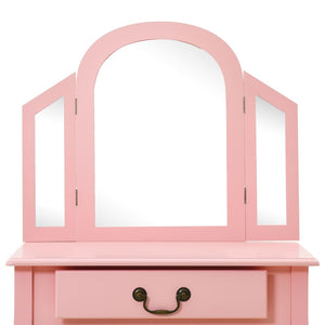 vidaXL Dressing Table with Stool Pink 65x36x128 cm Paulownia Wood MDF