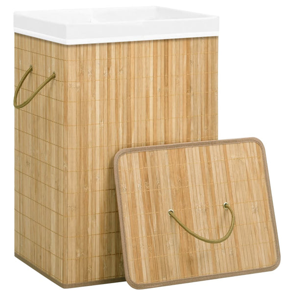 vidaXL Bamboo Laundry Hamper with 2 Compartments 72 L