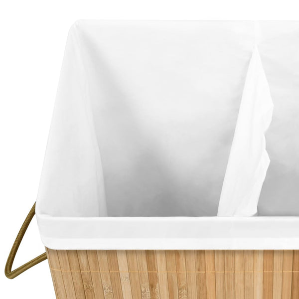 vidaXL Bamboo Laundry Hamper with 2 Compartments 72 L