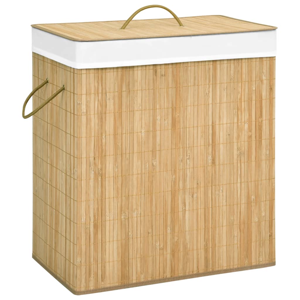 vidaXL 100 L Bamboo Laundry Hamper with 2 Compartments