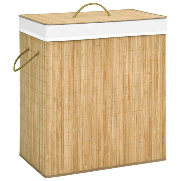 vidaXL 100 L Bamboo Laundry Hamper with 2 Compartments