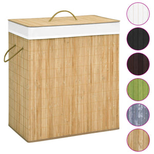 vidaXL 100 L Bamboo Laundry Hamper with 2 Compartments