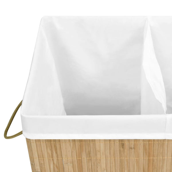 vidaXL 100 L Bamboo Laundry Hamper with 2 Compartments