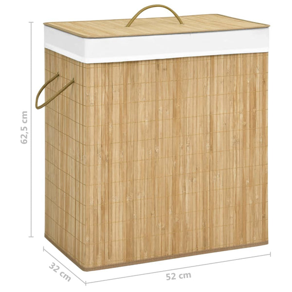 vidaXL 100 L Bamboo Laundry Hamper with 2 Compartments