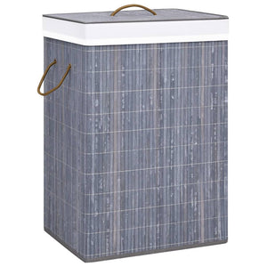 vidaXL Bamboo Laundry Basket with 2 Compartments Grey 72 L