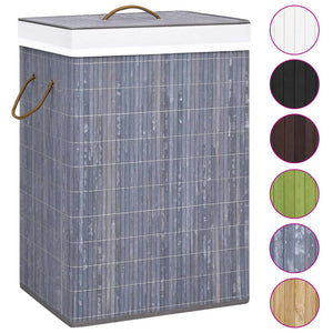 vidaXL Bamboo Laundry Basket with 2 Compartments Grey 72 L