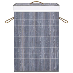 vidaXL Bamboo Laundry Basket with 2 Compartments Grey 72 L