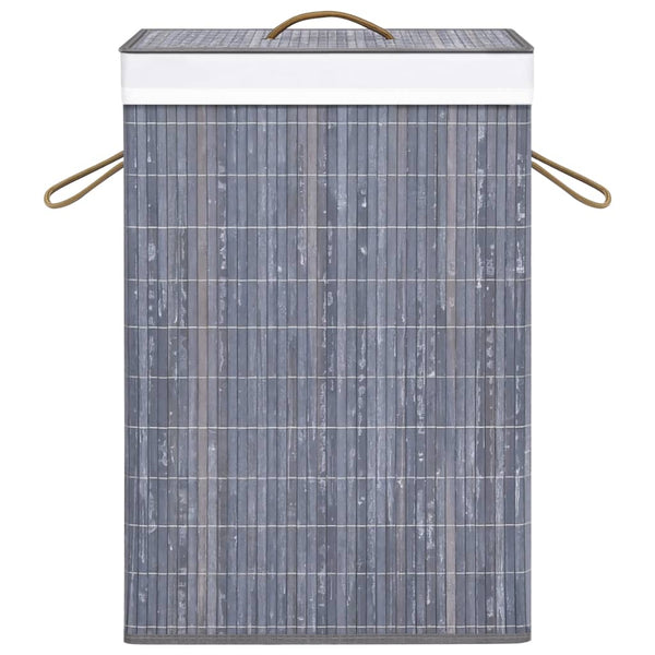 vidaXL Bamboo Laundry Basket with 2 Compartments Grey 72 L