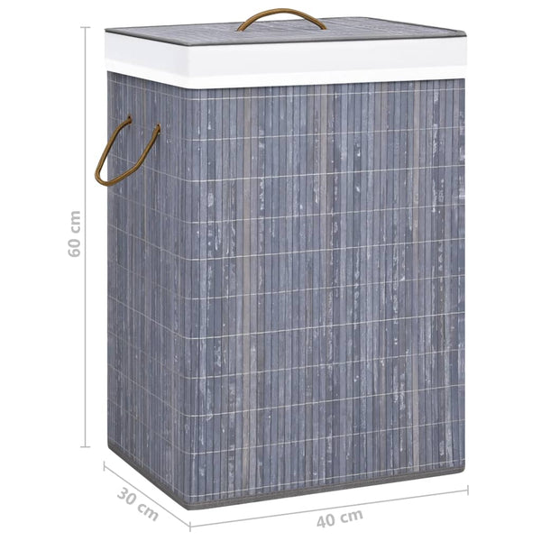 vidaXL Bamboo Laundry Basket with 2 Compartments Grey 72 L